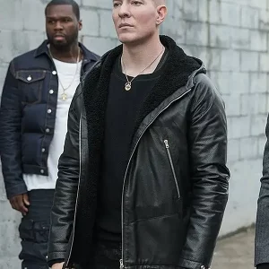 Power Tommy Egan Black Hooded Leather Jacket