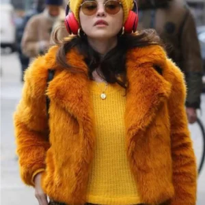 Actress Selena Gomez Wearing Fur Jacket In Only Murders In The Building SO2