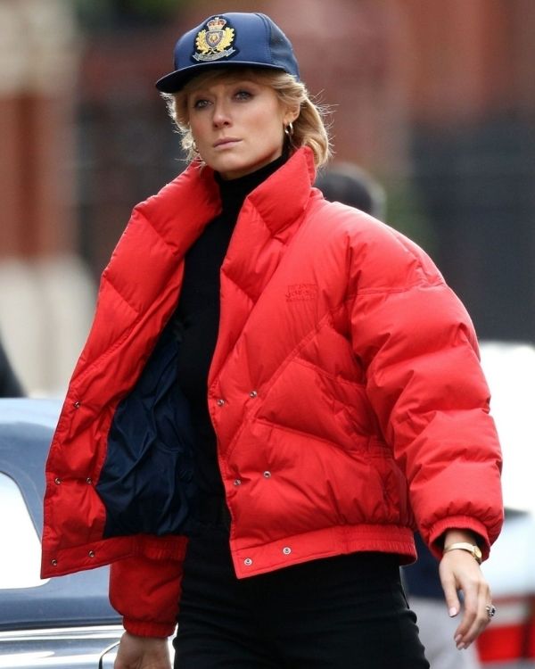 The Crown Princess Diana Red Puffer Jacket - Theleatherz