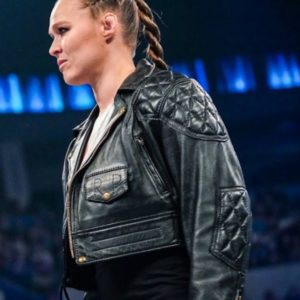 WrestleMania 38 Ronda Rousey Black Leather Jacket