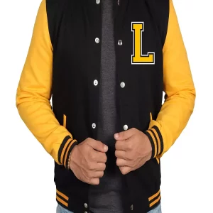 Leatherly Black and Yellow Letterman Jacket Men - High School Baseball Varsity Jacket Mens