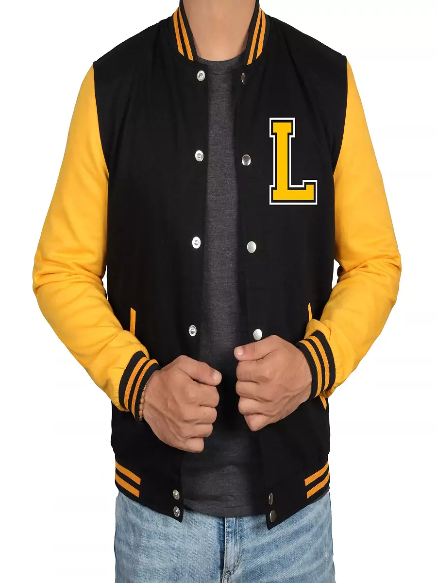 Black and Yellow Letterman Varsity Jacket - Theleatherz