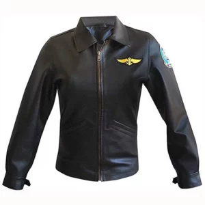 Charlie Top Gun Flight Pilot Black Leather Jacket