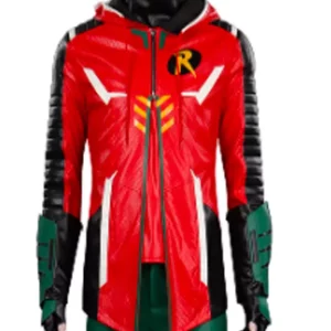 Gotham Knights Robin Leather Jacket with Hood