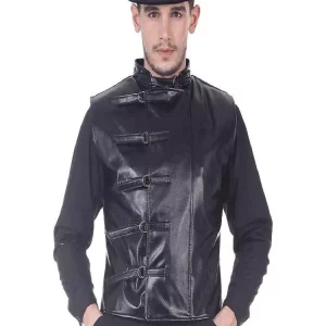 Sleeveless Faux Leather Steampunk Jacket