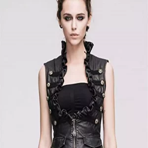 Steampunk Gothic Punk Sleeveless Vest Leather Female Jacket Coat
