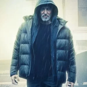 Actor Sylvester Stallone Wearing Black Puffer Jacket in Samaritan as Joe Smith