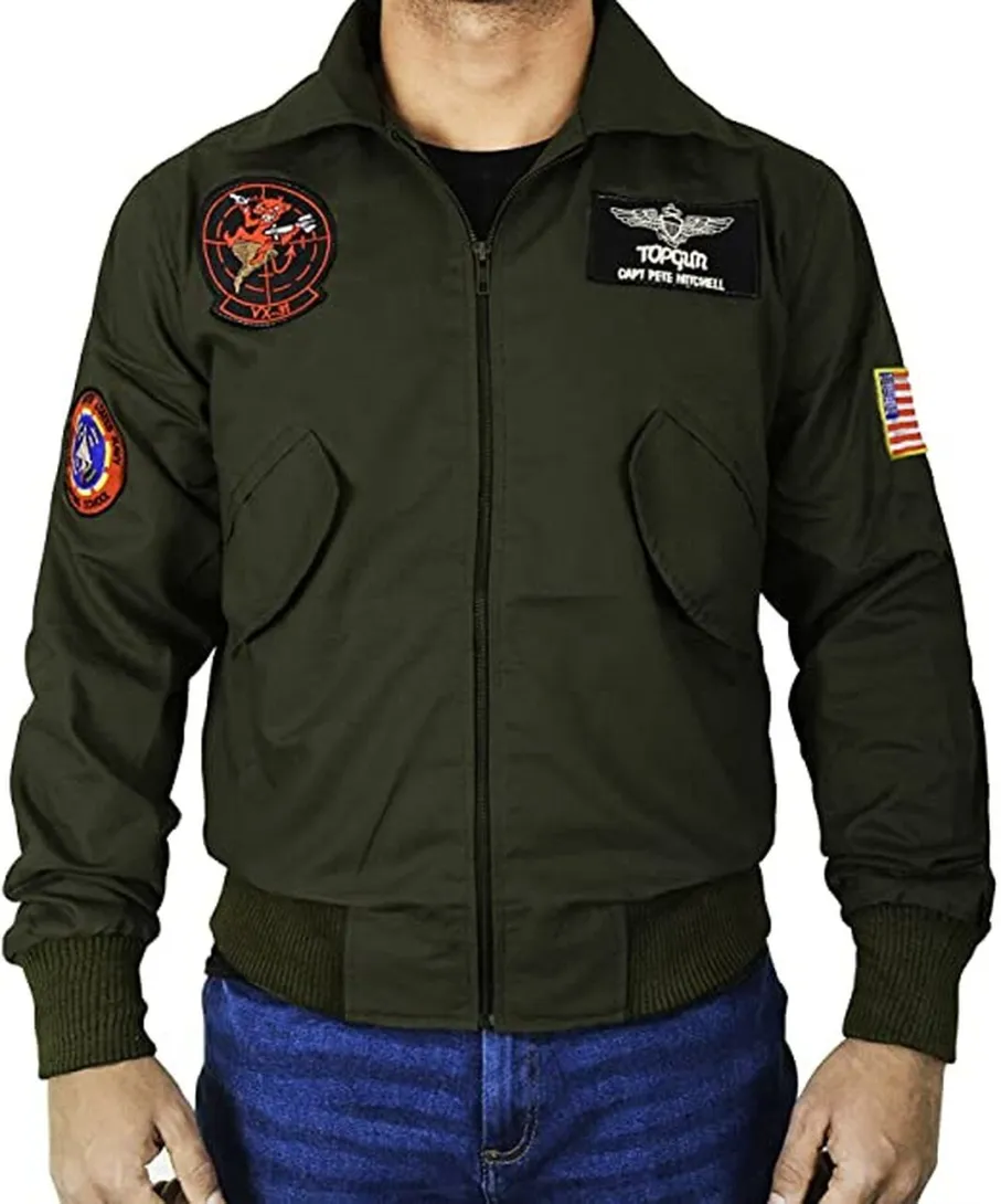 Tom Cruise Top Gun Maverick 2 Dark Green Bomber Jacket - Theleatherz