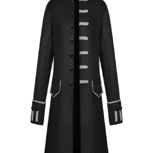 Unisex Medieval Steampunk Vintage Stand Collar Coat