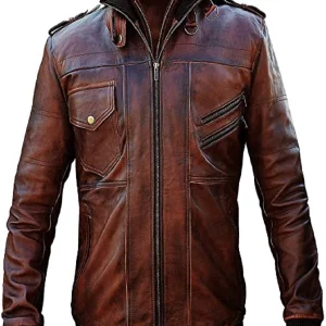 Mens Vintage Cafe Racer Retro Leather Jacket