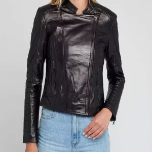 Eve Vintage Cafe Racer Quilted Black Leather Jacket