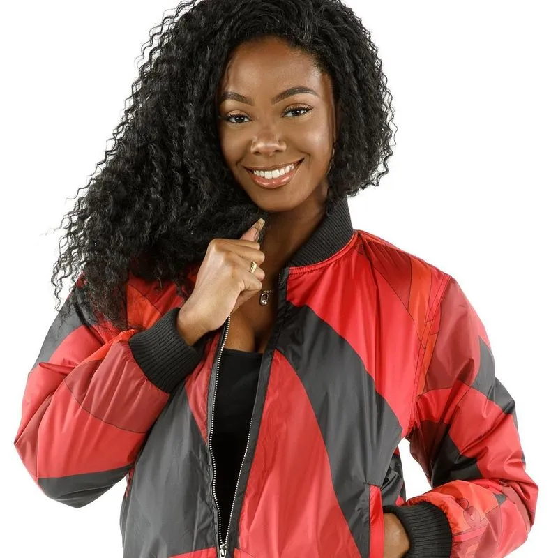 Abstract Pattern Pelle Pelle Red Bomber Jacket