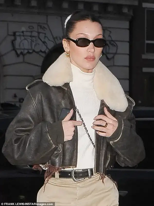 Bella Hadid Brown Leather jacket