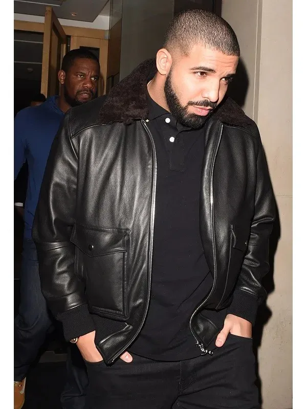 Drake Black Leather Jacket