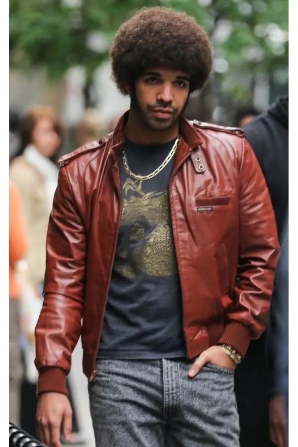 Drake Brown Bomber Leather Jacket