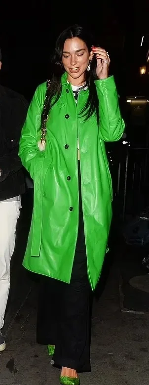 Dua Lipa Green Trench Coat