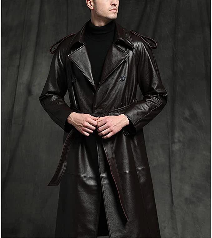 Huntsman Leather Trench Coat
