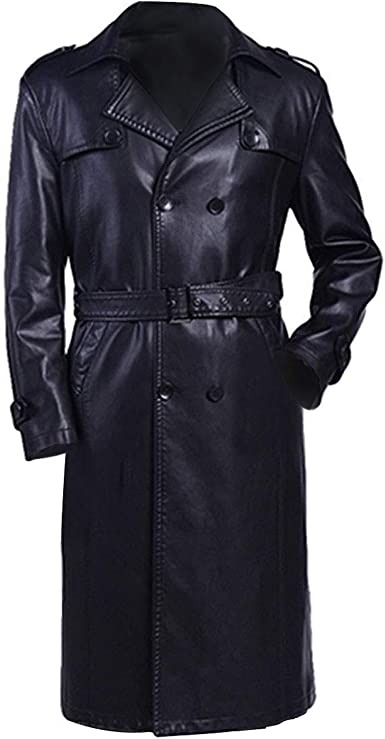 III-Fashions Men's Lambskin Leather Trench Coat