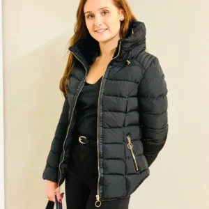 Ladies Black Short Quilted Puffer Jacket
