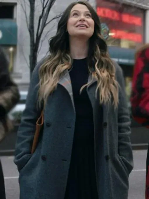 Inventing Anna Katie Lowes Grey Wool Trench Coat