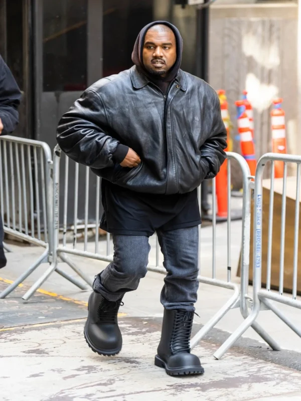 Kanye west Black Bomber Leather Jacket