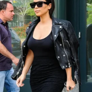 Kim Kardashian Airport Outfit Features A $2,000 Burberry Biker Jacket