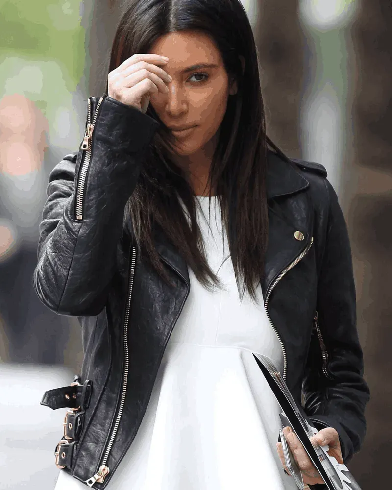 Kim Kardashian Biker Leather Jacket