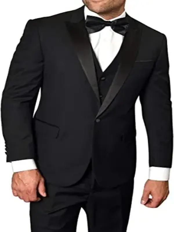Men's Black Luxury Wool Tuxedo Suit Tailored