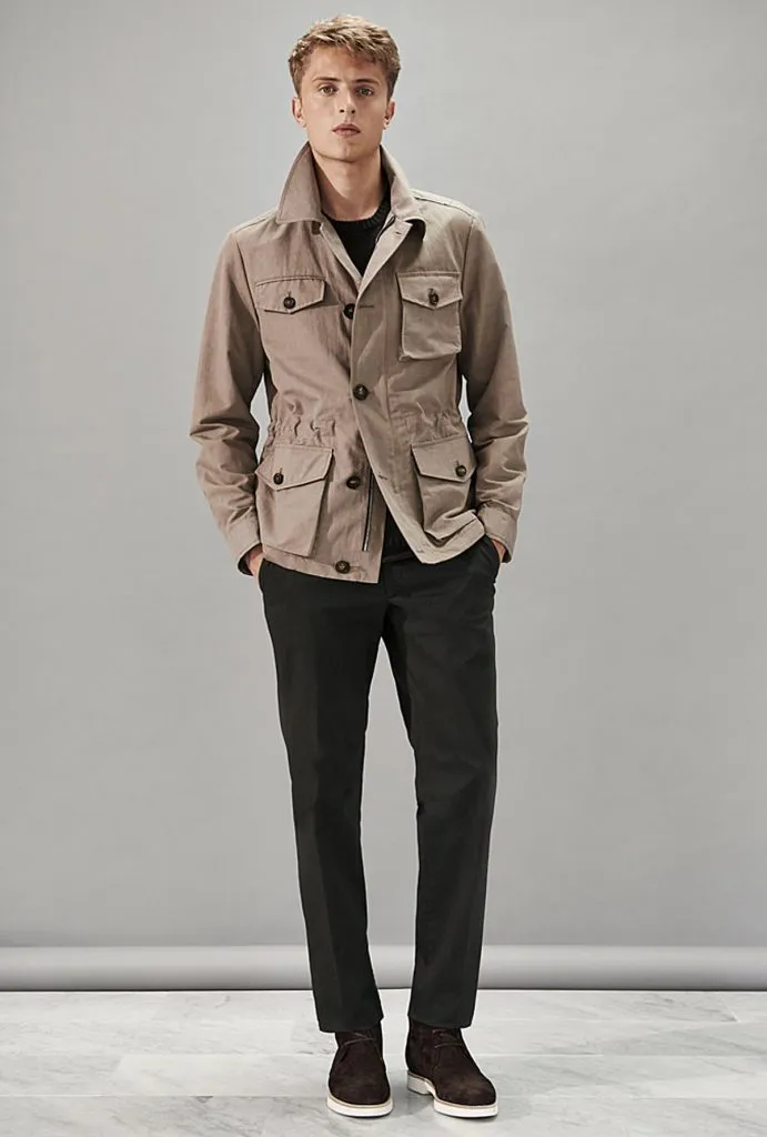 Men's Casual Beige Cotton Jacket