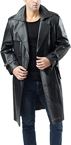 Men's Classic Leather Xander Long Trench Coat