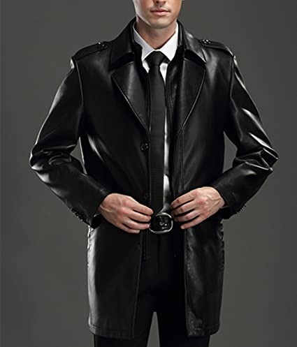 PENER Men's Lapel business leather Coat