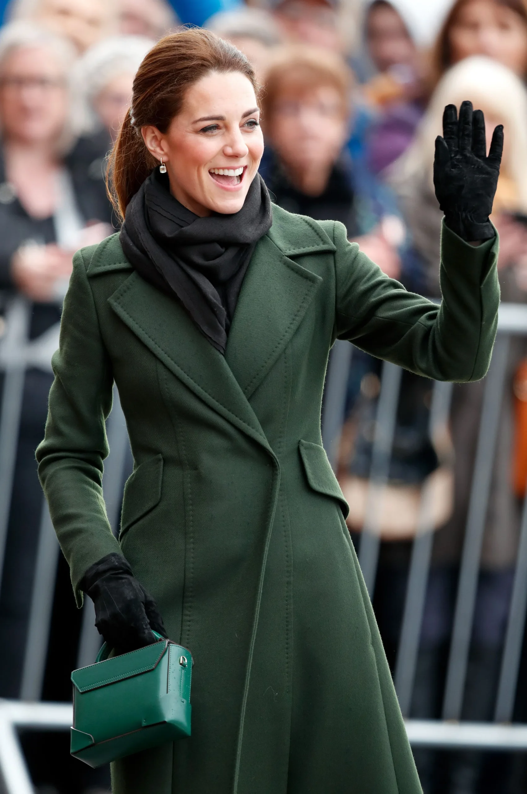 Princess Kate Middleton Green Wool Trench Coat