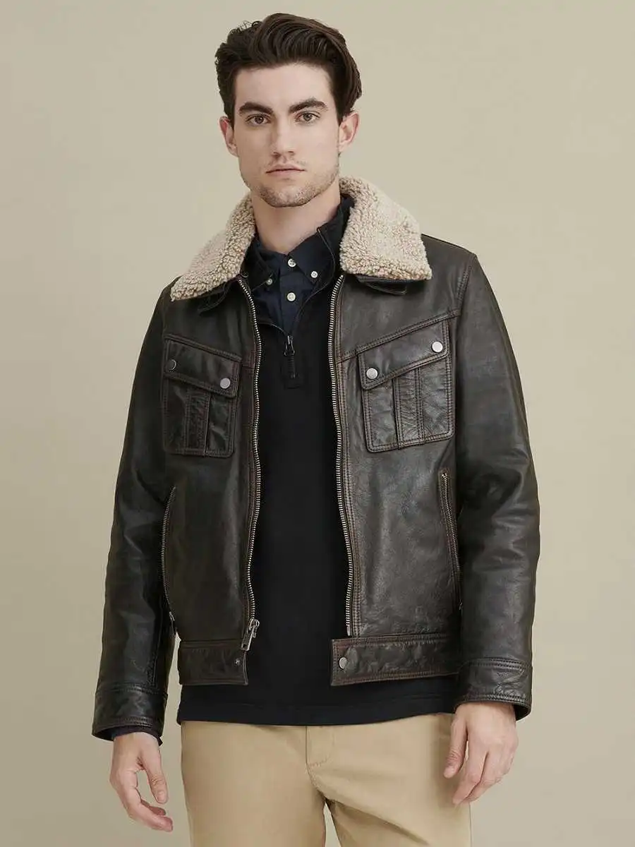 Tucker Sherpa Collar Jacket | The leatherz