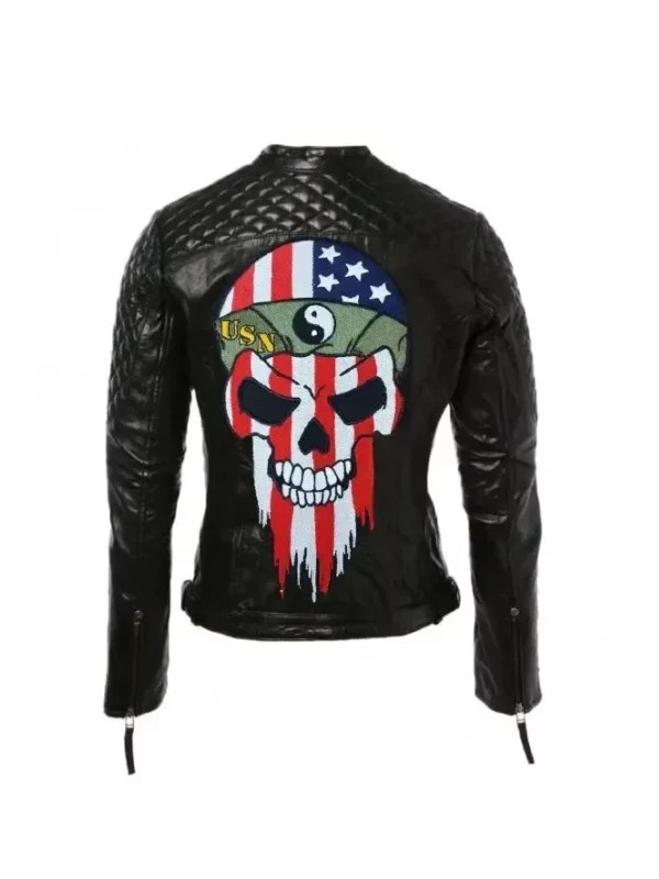 USN Skull Black Motorcycle Jacket