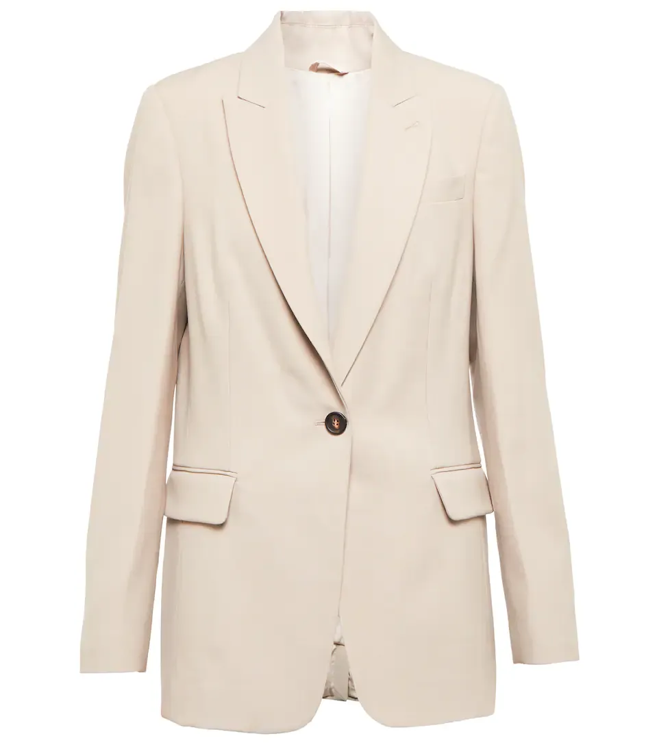 Women's single-breasted Wool-blend blazer coat
