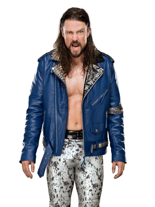 Wrestler Brian Kendrick Blue Leather Jacket
