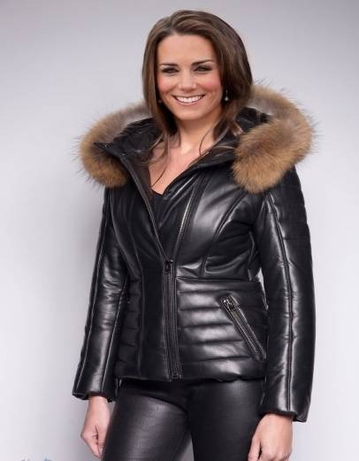 Kate Middleton Fur Collar Hooded Leather Jacket