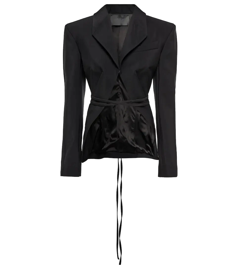 women's black twill blazer coat