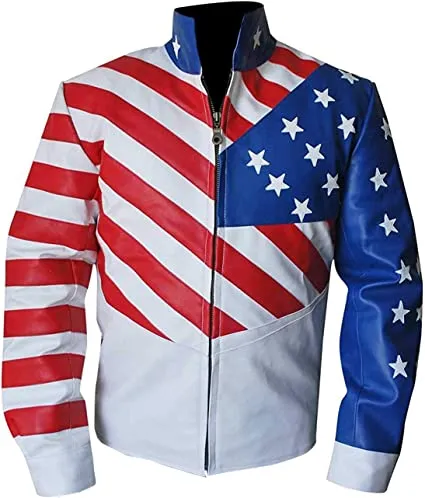 American Flag Biker Winkle Motorcycle Leather Jacket