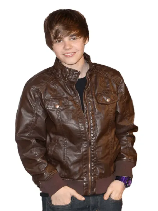Canadian Singer Justin Drew Bieber Brown Leather Jacket