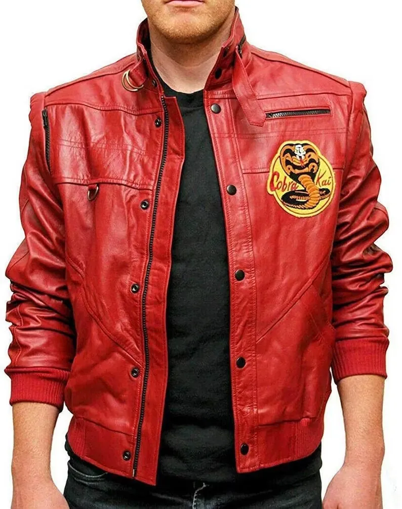 Cobra Kai The Karate Kid Johnny Lawrence Red Leather