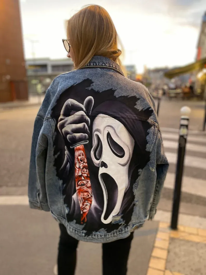 Handpainted custom jacket ghostface Scream