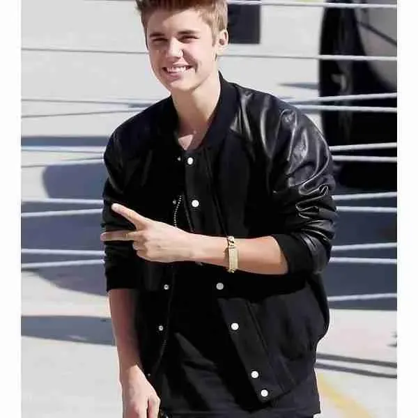 Justin Bieber Black Bomber Leather Jacket