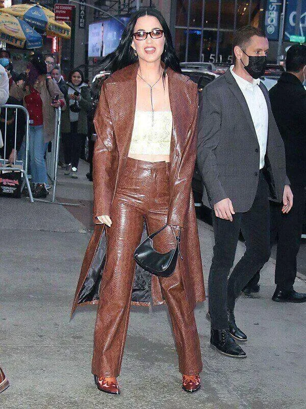 Katy Pery Brown Faux Leather Coat