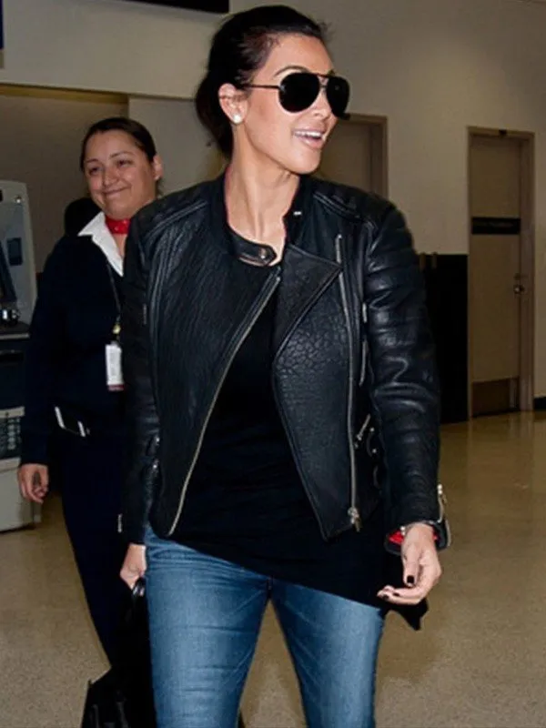 Kim Kardashian Black Leather Jacket