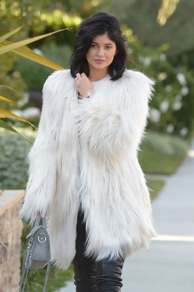 Kylie Jenner Faux Fur Coat White Wind