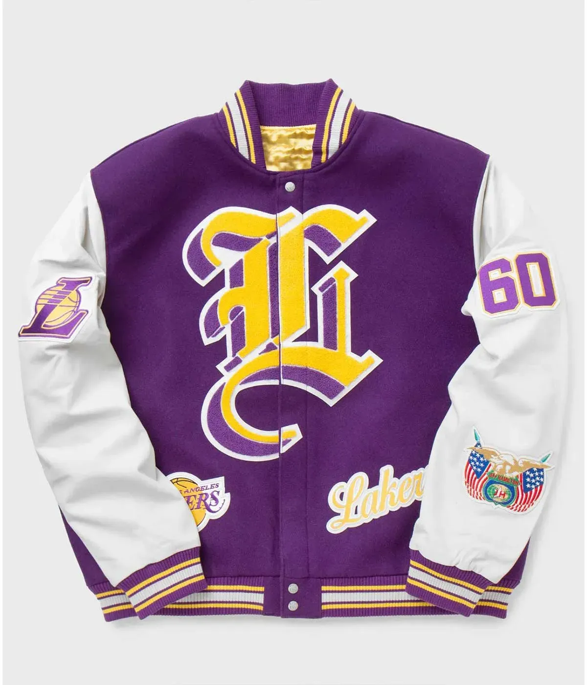 LA Lakers Letterman Purple and White Jacket