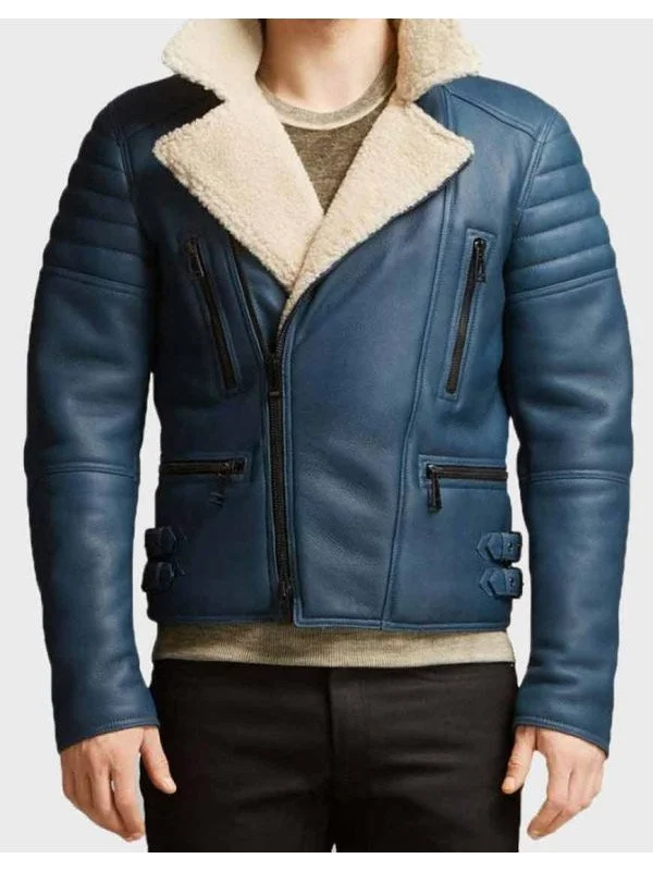 Men's Asymmetrical Shearling Leather Jacket