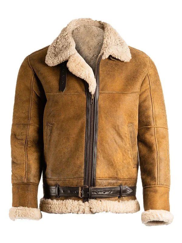 B3 shearling Brown Men's aviator jacket