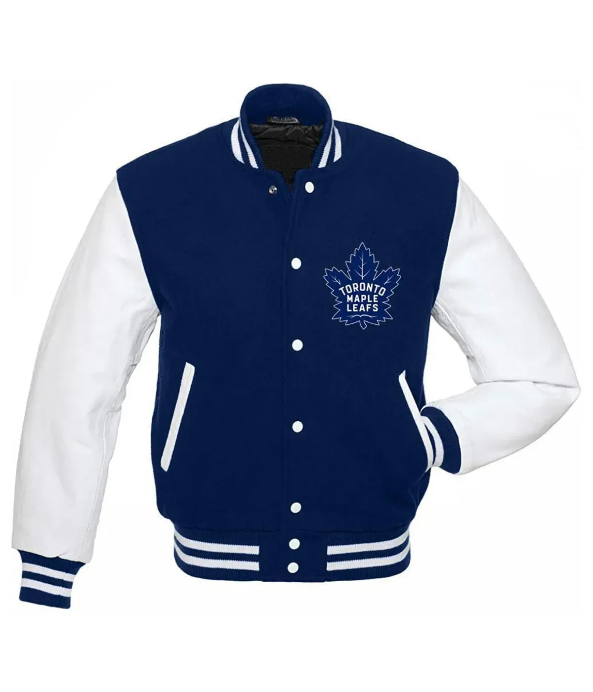 NHL Toronto Maple Leafs Blue and White Letterman Jacket